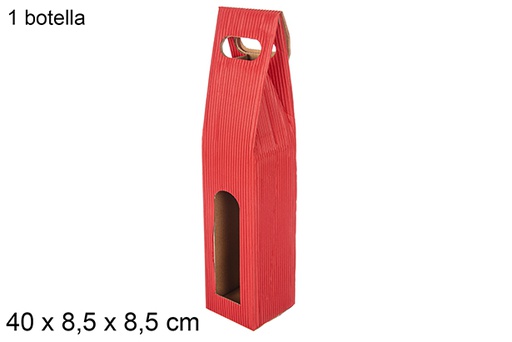 [104270] Confezione regalo bottiglia in cartone ondulato rosso 40x8,5 cm