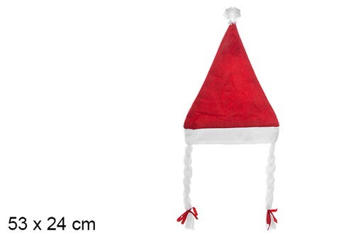 [104290] Gorro Papa Noel con trenzas 53x24 cm 