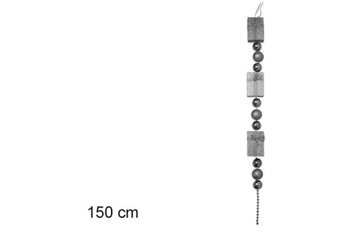 [104305] Colgante plata regalos y bolas 150 cm