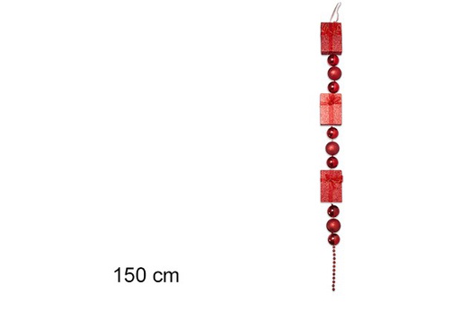 [104307] Colgante rojo regalos y bolas 150 cm