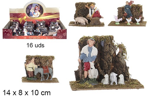 [104309] Shepherds scene with base 4 models 14x8 cm