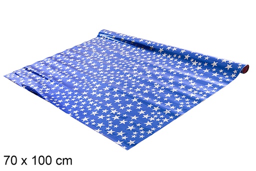 [104325] Papel laminado decorado com estrelas prateadas 70x100 cm