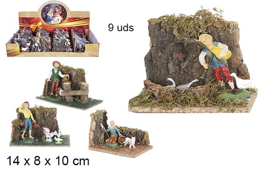 [104358] Shepherds scene 4 assorted models 14x8 cm