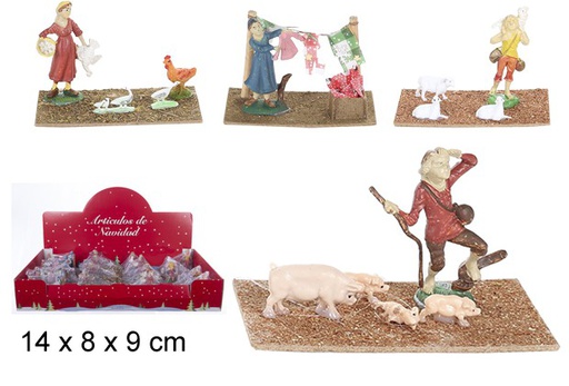 [104361] Shepherds scene with animals 14x8 cm