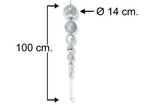 [104367] Cadena de bolas Navidad plata 100 cm