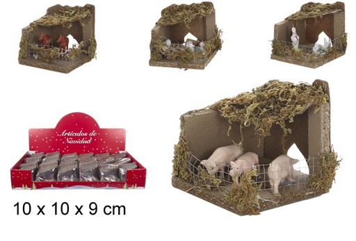 [104376] Animales con casita en expositor 4 modelos 10x10x9 cm