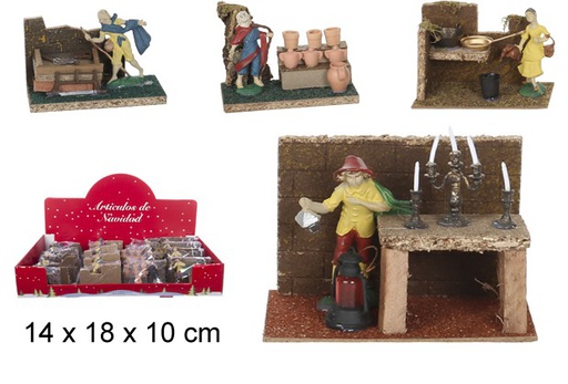 [104380] Scène de vendeurs du marché modèles assortis 14x18 cm