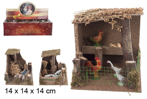 [104382] Scena stalla con animali assortiti 14 cm
