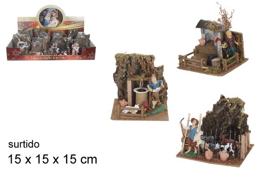 [104386] Various shepherds scene assorted models 15x15 cm