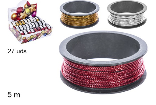 [104409] Cordone natalizio rosso/argento/oro 5 m.