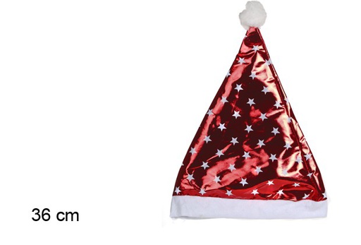 [104427] Christmas hat red metal stars 36 cm