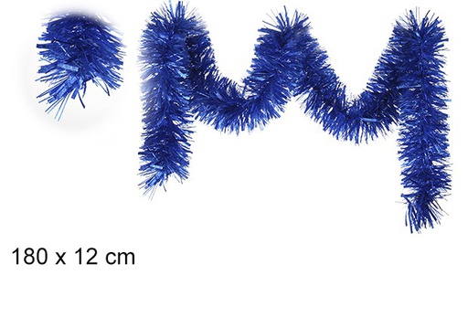 [105178] Embossed blue wide christmas tinsel 12x180 cm