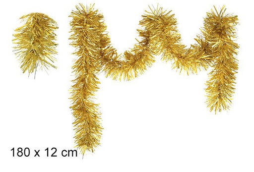 [105182] Embossed gold wide christmas tinsel 12x180 cm