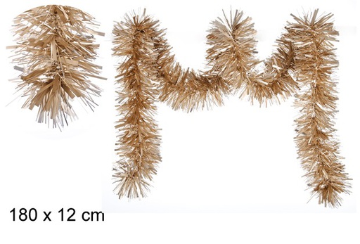 [105208] Matte champagne wide christmas tinsel 12x180 cm