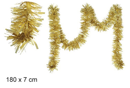 [105215] Embossed gold wide christmas tinsel 7x180 cm