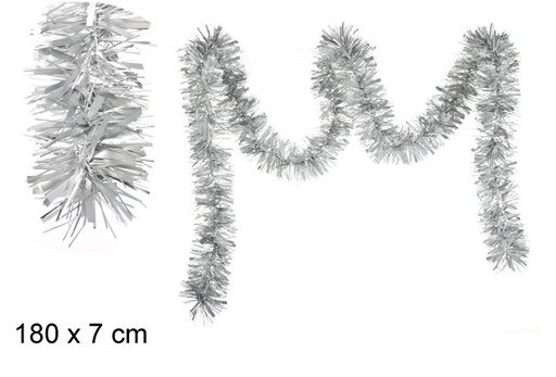 [105220] Matte silver wide christmas tinsel 7x180 cm