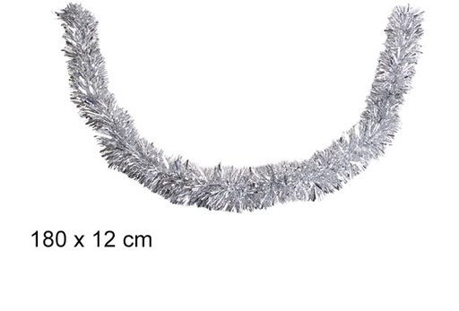 [105258] Guirlande de Noël large argent 12x180 cm