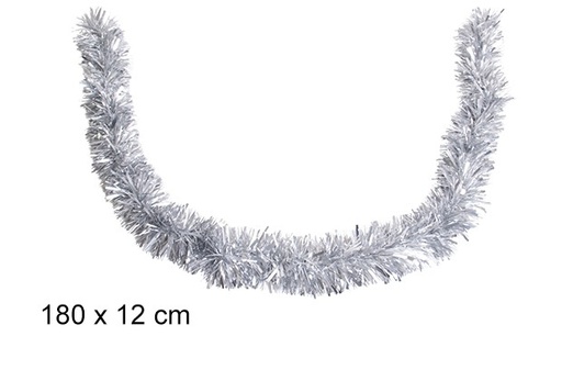 [105263] Guirlande de Noël large argent mate 180x12 cm