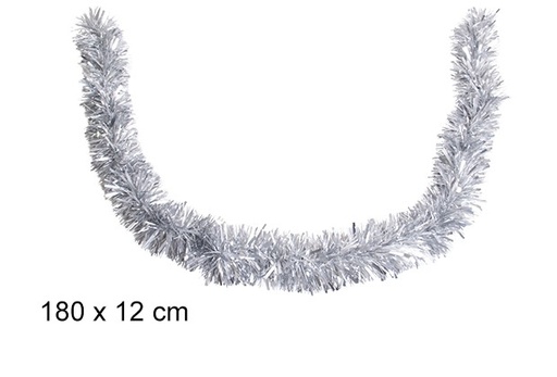 [105263] Matte silver wide Christmas tinsel 180x12 cm