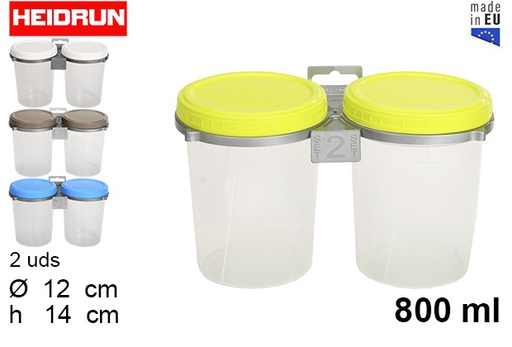 [030414] Pack 2 contenitori in plastica con tappo a vite 800 ml