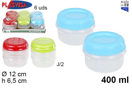 [030529] Pack 2 plastic canisters with colored lid 400 ml