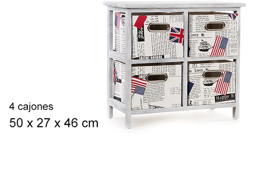 [041356] Meuble vintage 4 tiroirs pays 50x27 cm