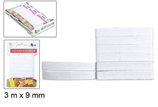 [066830] Ruban de coton  blanc 9mm x 3m