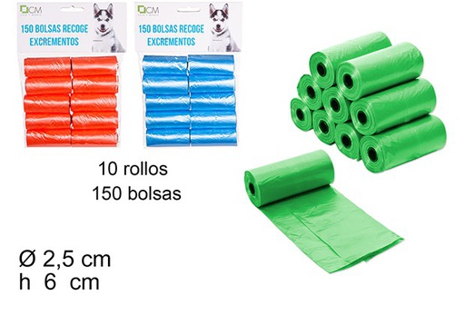 [100418] Bolsas recoge excrementos colores surtidos 150 unidades