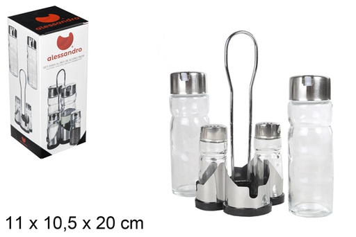 [100475] Set aceitera cristal y acero inoxidable