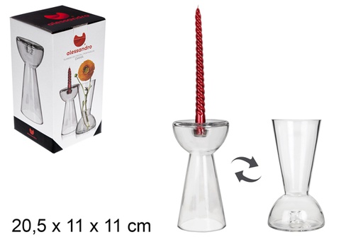 [100476] Glass flower vase Dama reverse candle