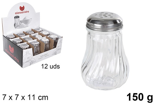 [100488] Glass salt shaker with metal cap 150 gr.