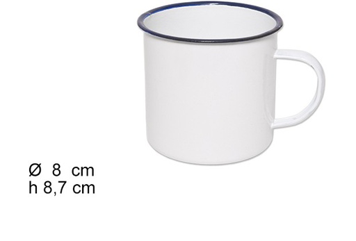 [100786] Tazza smaltata bianca 8 cm  