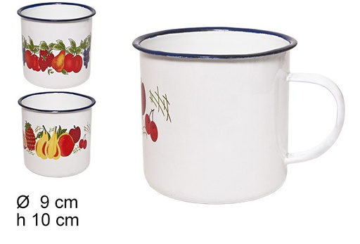 [100787] Tazza smaltata decorata frutta 9 cm