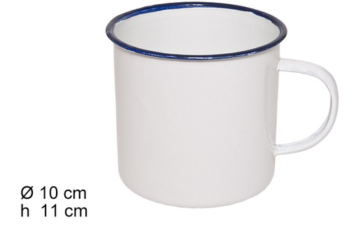 [100790] Taza latón esmaltada blanca 10 cm