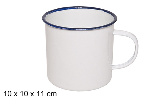 [100790] Taza latón esmaltada blanca 10 cm
