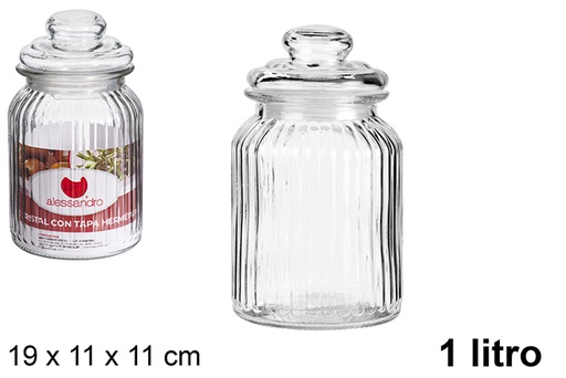 [100821] Bote cristal tapa hermética 1 l.