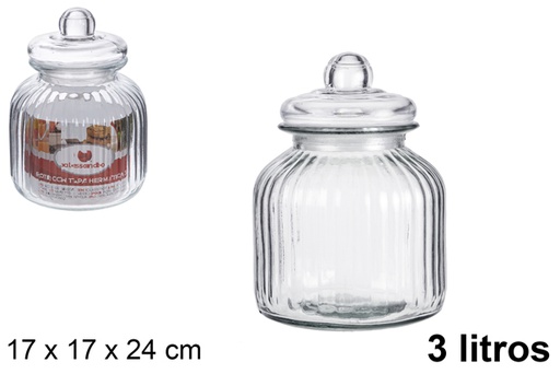 [100825] Barattolo in vetro con coperchio ermetico 3 litri