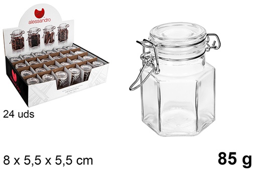 [100829] Hexagonal glass spice jar 85 grams