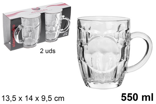 [100833] Pack 2 glass beer tank 550 ml