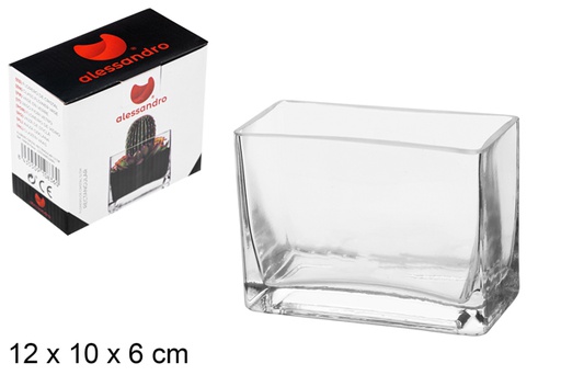 [100836] Rectangular glass flower vase 12x10 cm