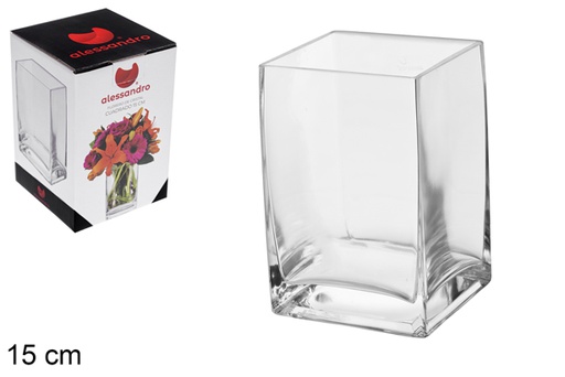 [100839] Vaso de vidro quadrado 15 cm