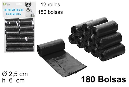[101480] 180 bolsas negras recoge excrementos