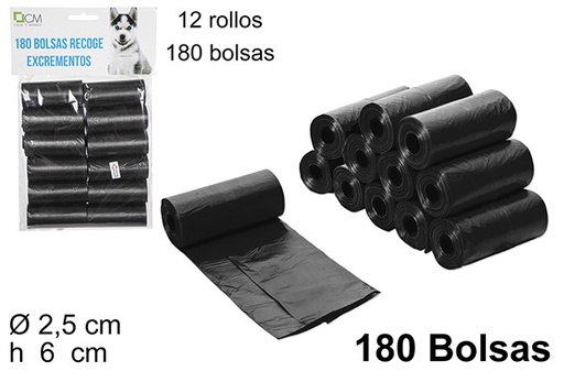 [101480] Bolsas recoge excrementos negra 180 uds