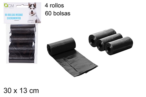 [101481] Sacchetti igienici per cani neri 60 unità 