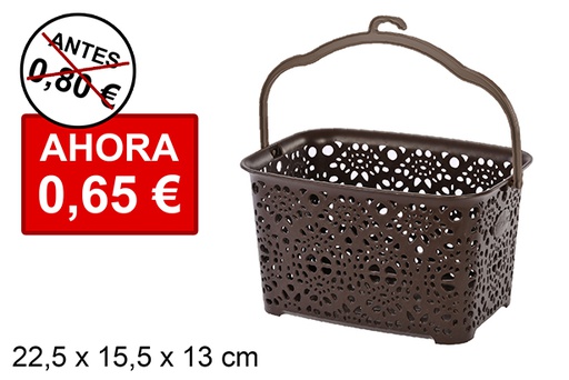 [101639] Brown plastic basket for clothespins