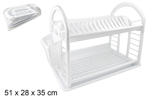 [101646] White plastic dish drainer