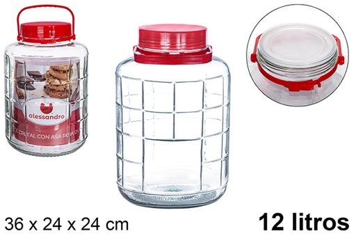 [101653] Bote cristal con asa roja 12 l.