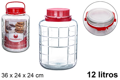 [101653] Glass jar with red handle 12 liters