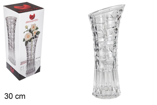 [101822] Glass flower vase triangles 30 cm