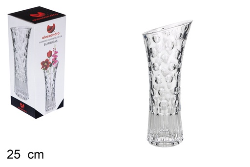 [101829] Glass flower vase bubbles 25 cm